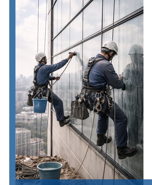 Профессиональная мойка фасадных окон альпинистами в Карпинске