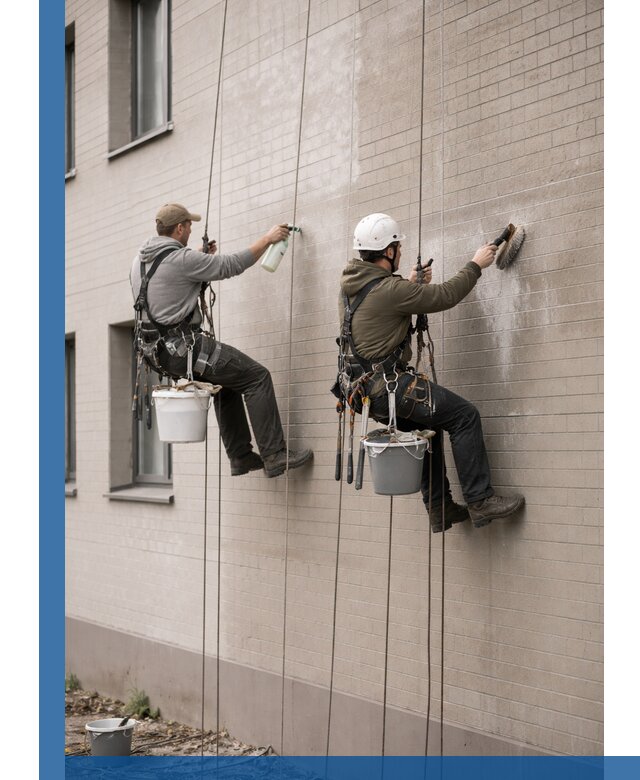 Удаление высолов с фасада зданий в Карпинске без повреждений и следов