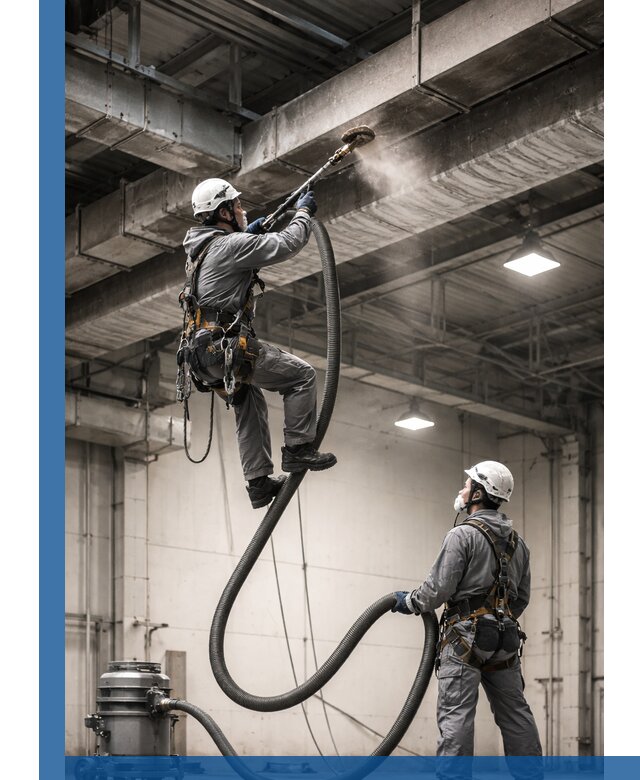 Обеспыливание потолочных конструкций в Карпинске промышленным альпинизмом