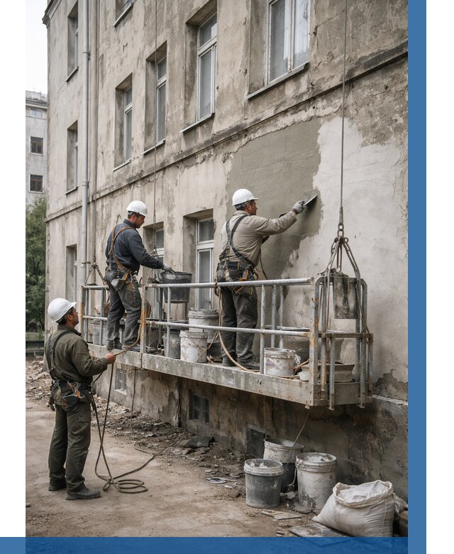 Капитальный ремонт фасада в Карпинске от 4313 р. | ВЫСОТНИК-Кпн