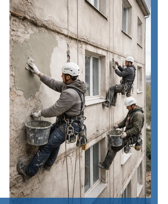 Ремонт штукатурного фасада в Карпинске от 770 р. под ключ | ВЫСОТНИК-Кпн