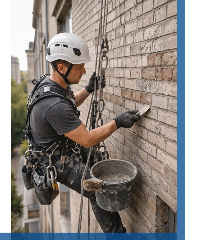 Ремонт кирпичной кладки фасада в Карпинске от 1848 р. | ВЫСОТНИК-Кпн