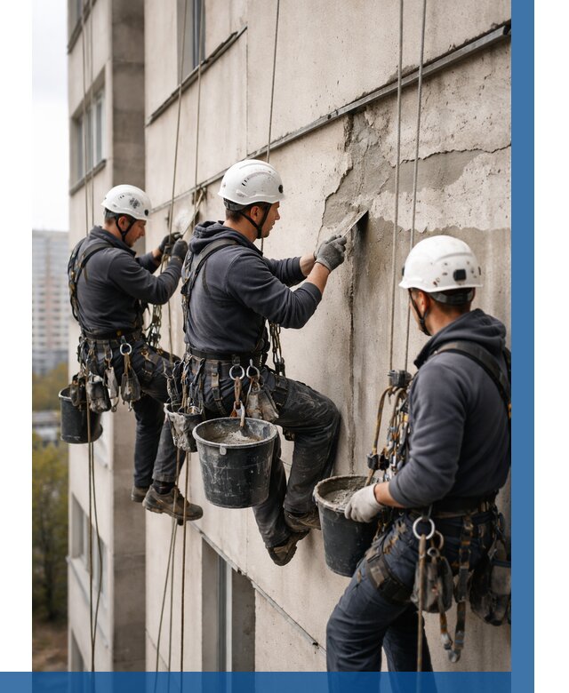 Ремонт бетонных элементов фасада в Карпинске от 2567 р. | ВЫСОТНИК-Кпн