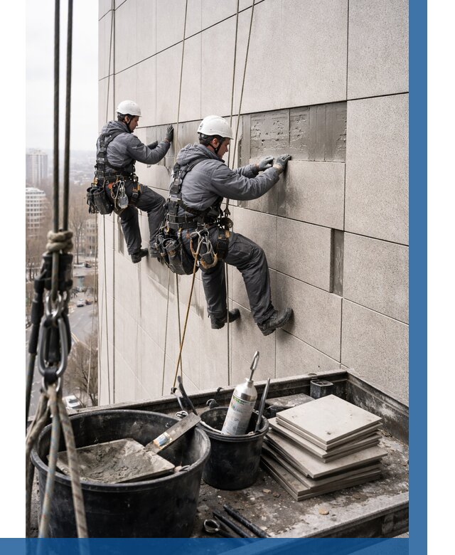 Ремонт фасада из керамогранита в Карпинске от 2567 р. | ВЫСОТНИК-Кпн