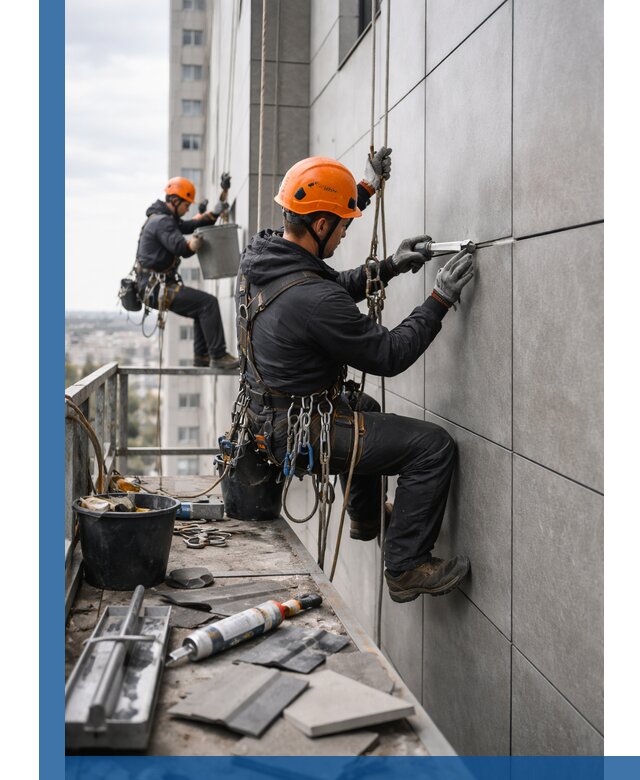 Профессиональный ремонт фасада из керамогранита в Карпинске