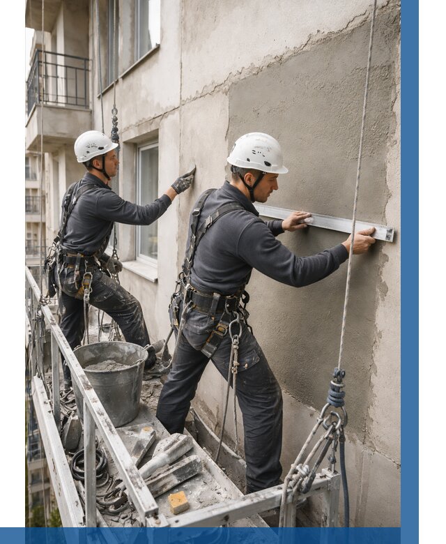 Штукатурка фасада на высоте в Карпинске от 924 р. | ВЫСОТНИК-Кпн