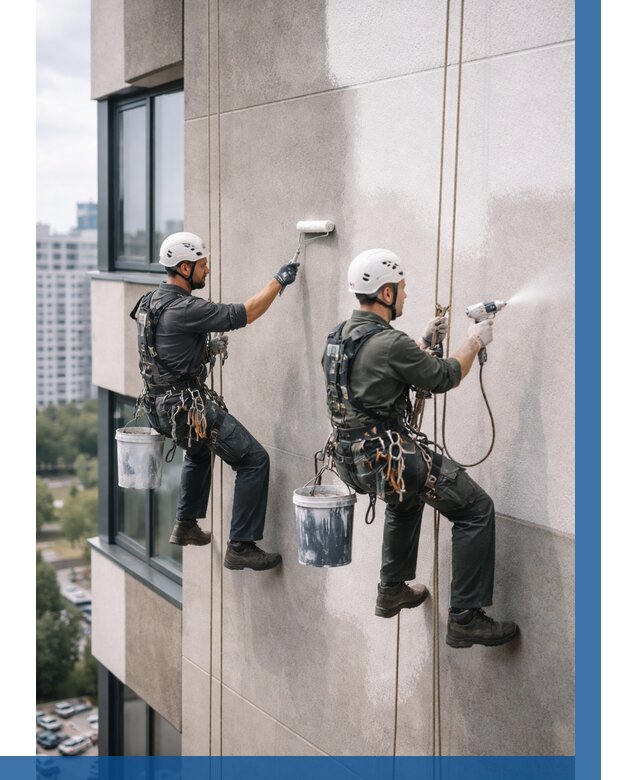 Покраска фасада альпинистами в Карпинске от 308 р. | ВЫСОТНИК-Кпн