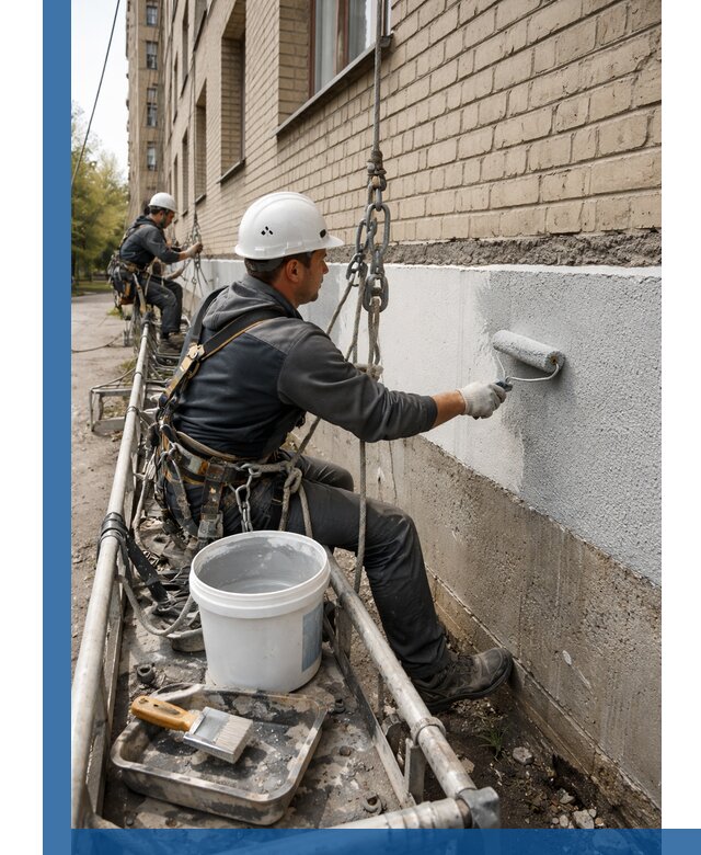 Окраска цоколя здания в Карпинске профессионально и надежно