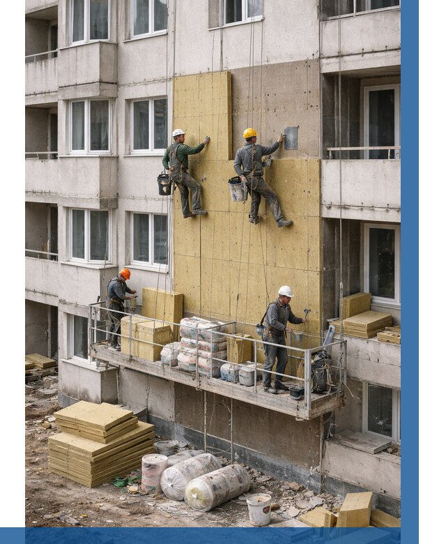 Утепление фасада минватой в Карпинске от 1540 р. | ВЫСОТНИК-Кпн