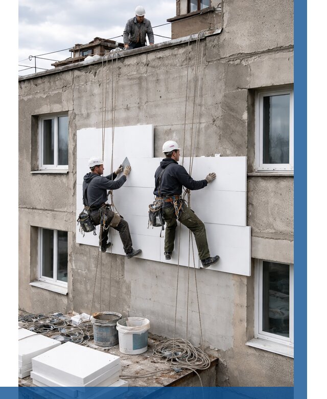 Утепление фасада пенополистиролом в Карпинске от 1848 р. | ВЫСОТНИК-Кпн