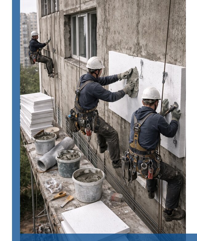 Утепление фасада пенополистиролом в Карпинске под ключ