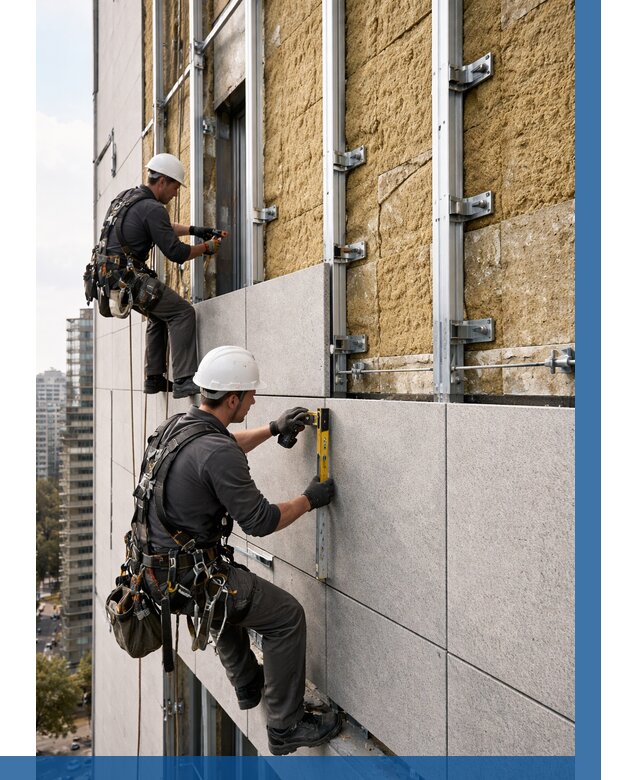 Монтаж вентилируемого фасада в Карпинске от 3594 р. | ВЫСОТНИК-Кпн