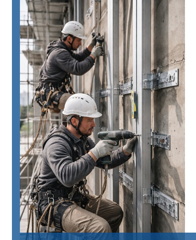 Монтаж и крепление подсистемы вентфасада в Карпинске