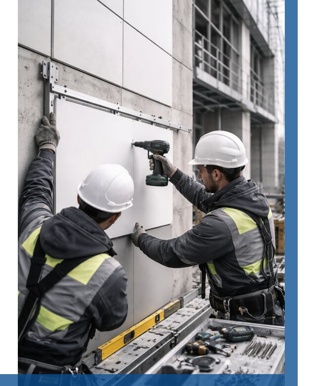 Монтаж композитных панелей фасада в Карпинске от 2567 р. | ВЫСОТНИК-Кпн