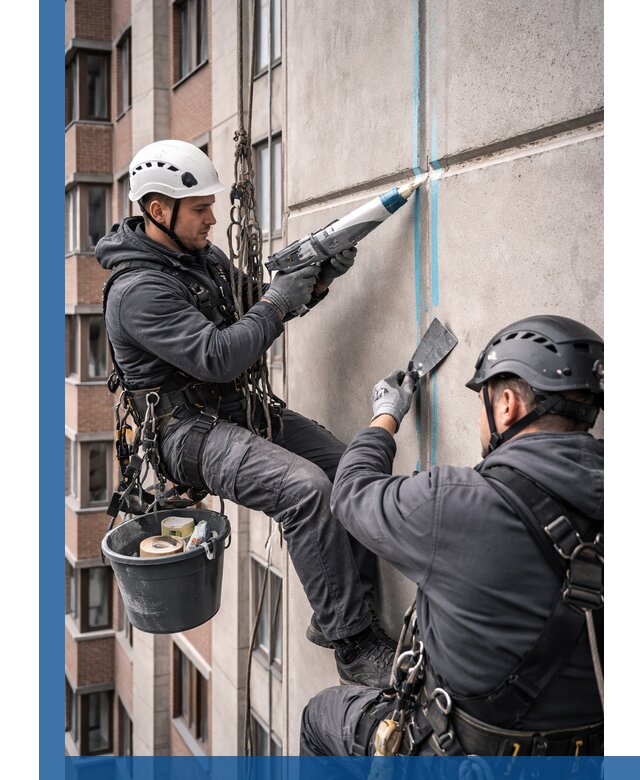 Вторичная герметизация швов фасада и кровли в Карпинске