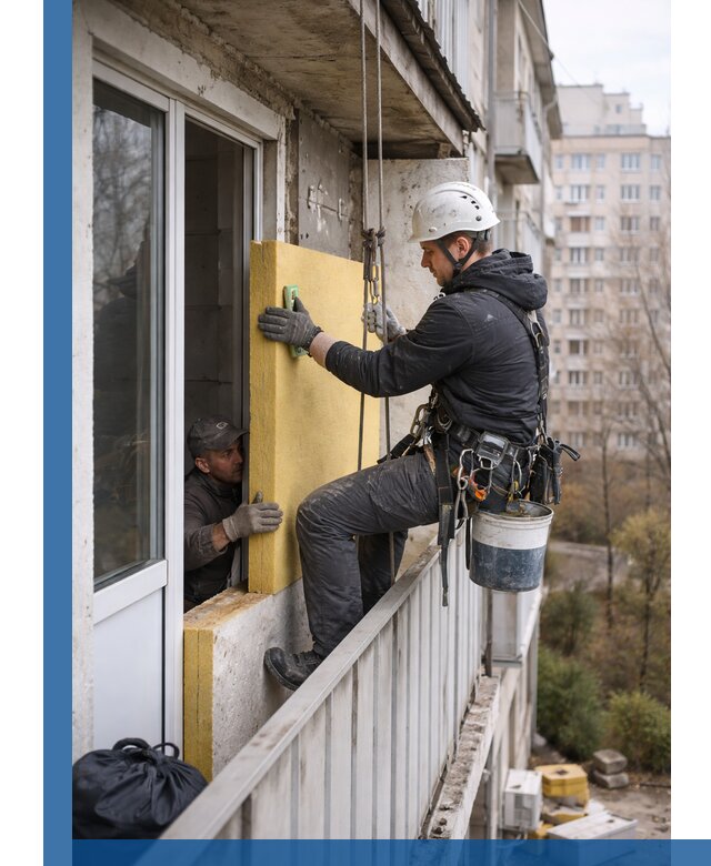 Профессиональное утепление балкона снаружи в Карпинске под ключ