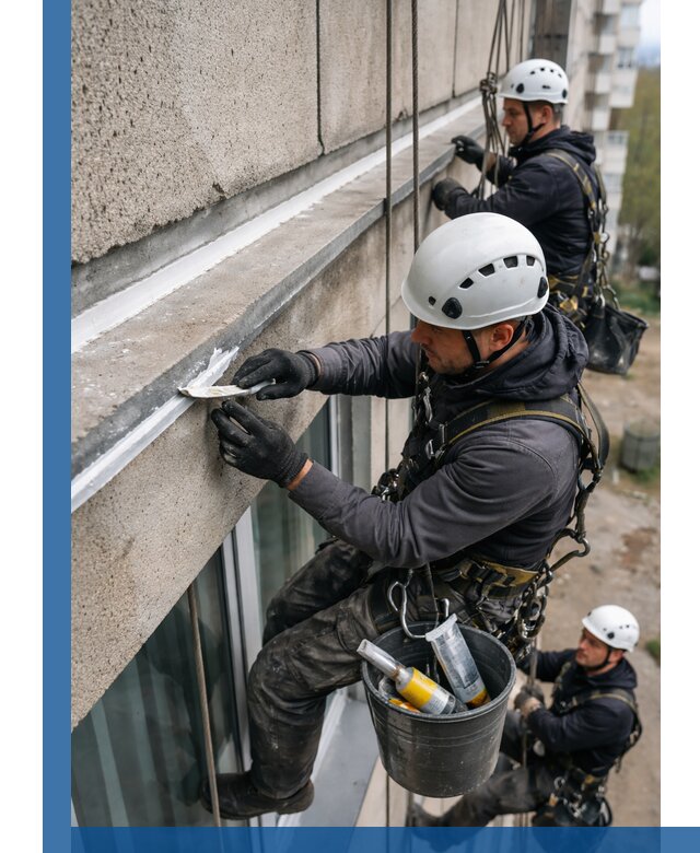 Герметизация примыкания балкона в Карпинске под ключ с гарантией