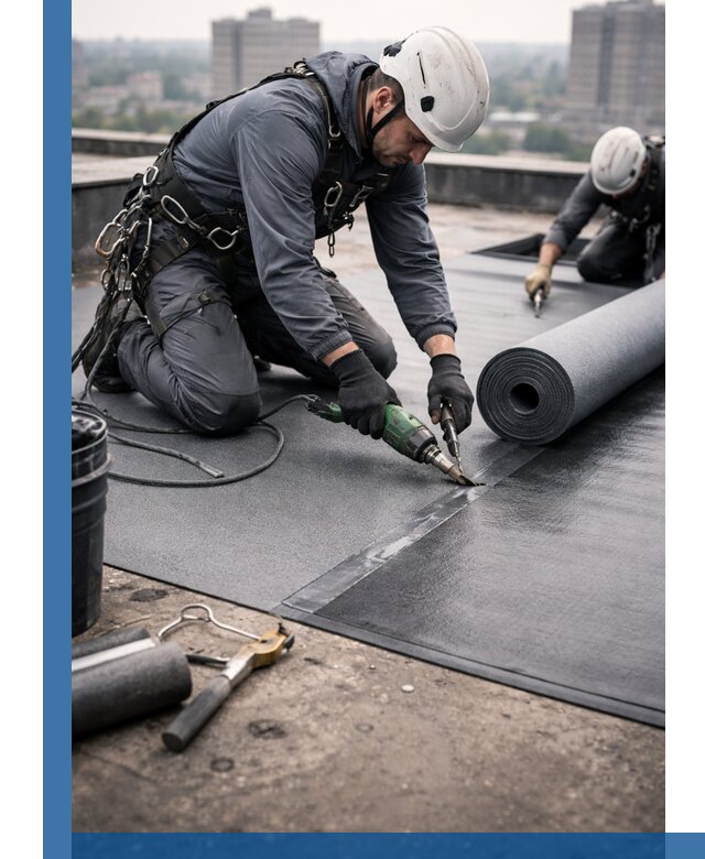 Ремонт мягкой кровли в Карпинске с выездом промальпинистов