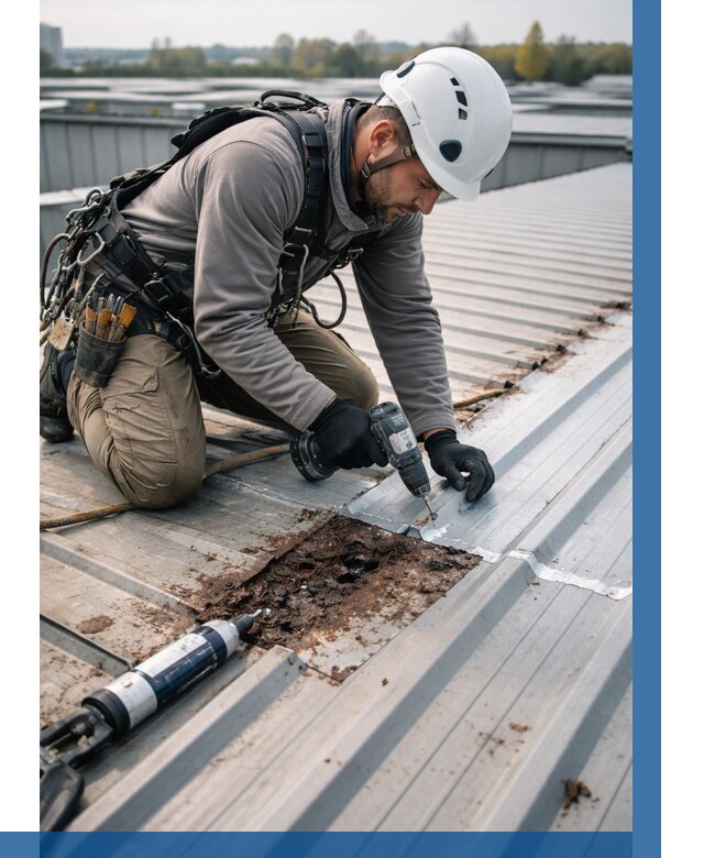 Ремонт профнастила на кровле в Карпинске от 719 р. | ВЫСОТНИК-Кпн