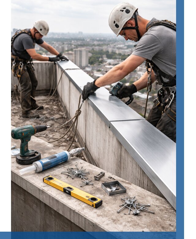 Монтаж парапетных крышек в Карпинске от 821 р. | ВЫСОТНИК-Кпн