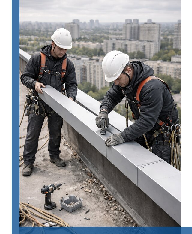 Монтаж парапетных крышек и ограждений кровли в Карпинске