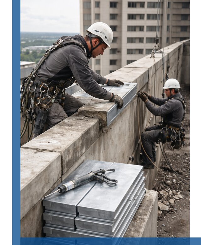 Замена парапетных крышек и установка новых в Карпинске