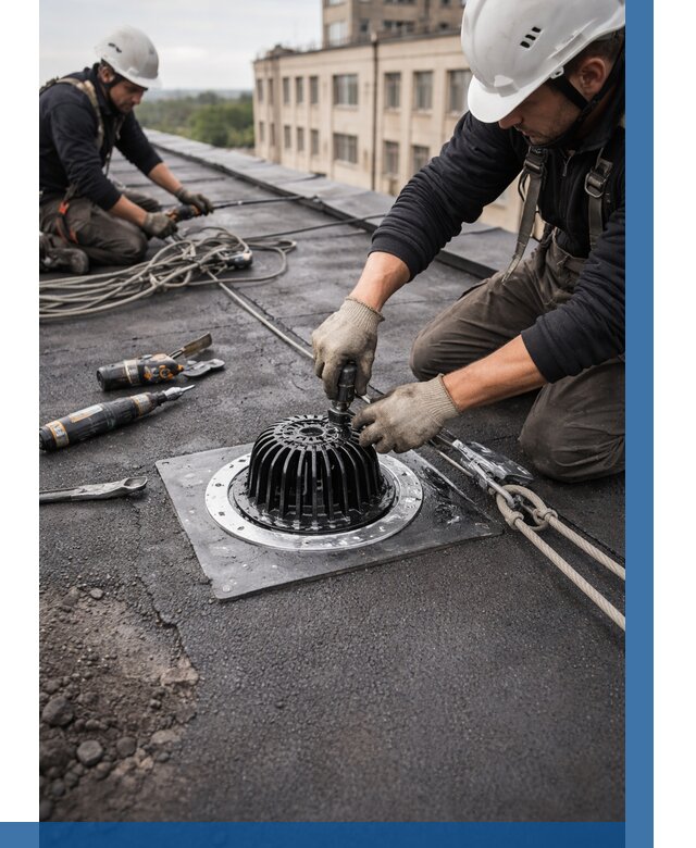 Установка водосточных воронок в Карпинске цена от 3594 р. | ВЫСОТНИК-Кпн