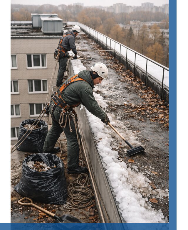 Очистка кровли по периметру в Карпинске от 565 р. | ВЫСОТНИК-Кпн