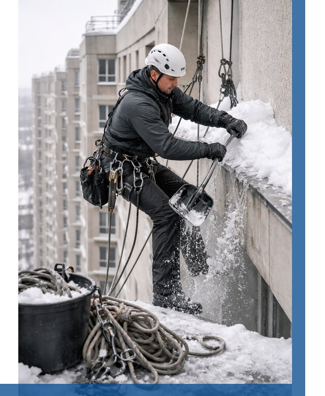 Очистка карнизов от снега в Карпинске от 308 р. | ВЫСОТНИК-Кпн