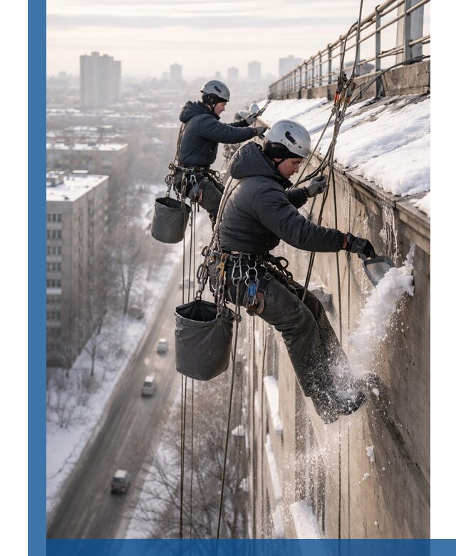 Очистка карнизов от снега в Карпинске профессионально и безопасно