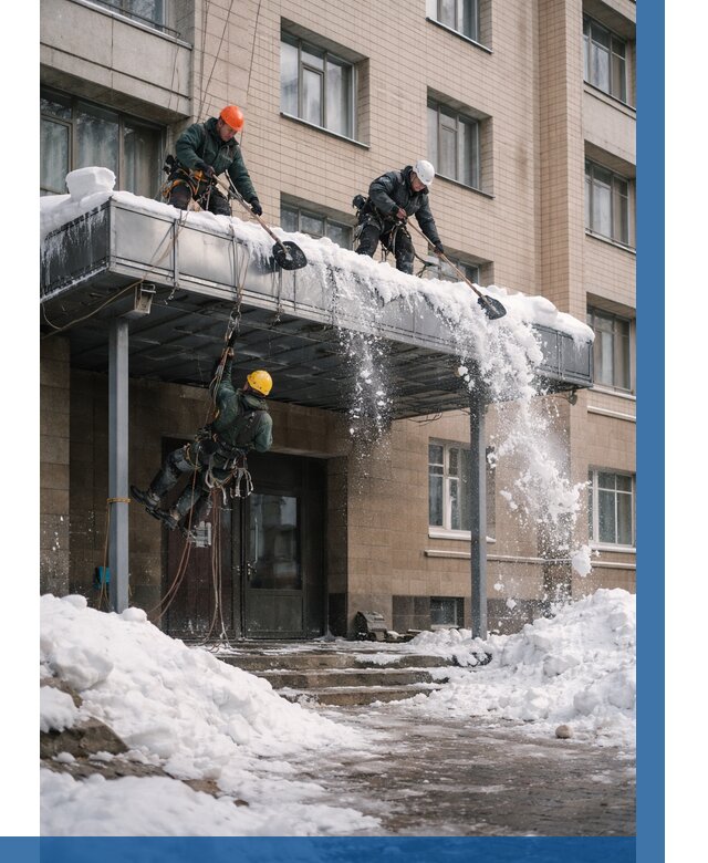 Очистка козырьков от снега в Карпинске от 3594 р. | ВЫСОТНИК-Кпн