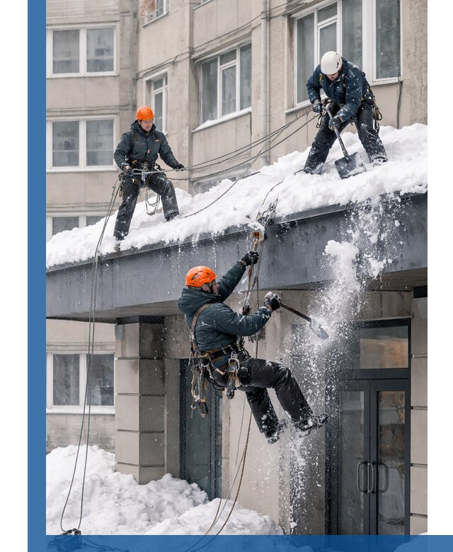 Безопасная очистка навесов от снега в Карпинске круглогодично