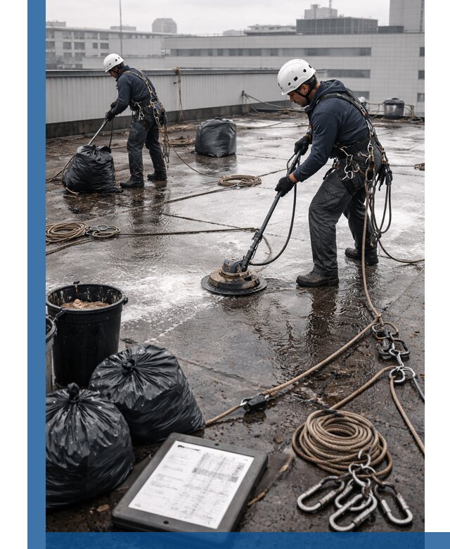 Плановая очистка кровли по графику в Карпинске для безопасности