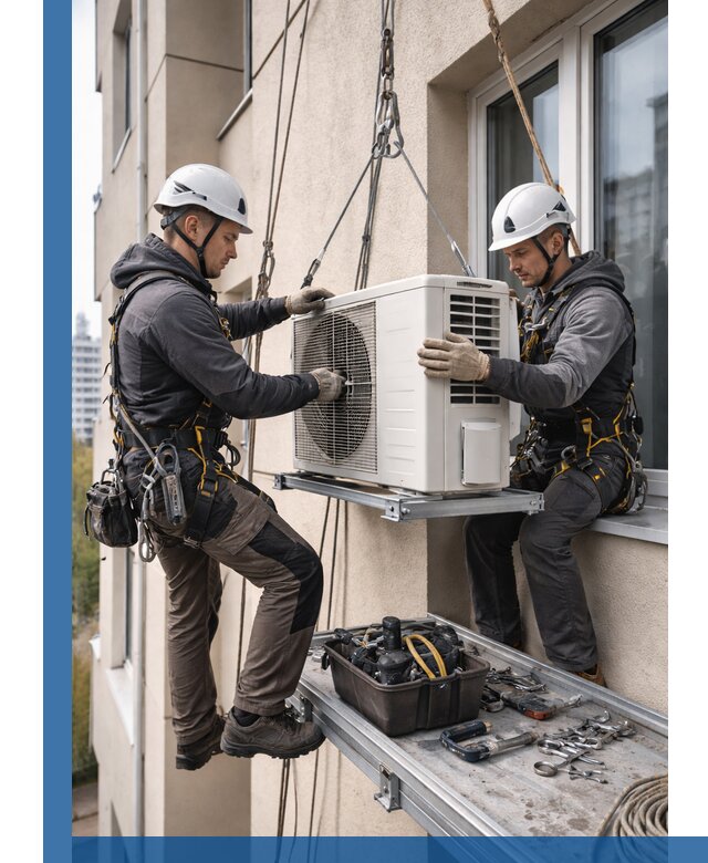 Перенос внешнего блока кондиционера в Карпинске с монтажом и крепежом