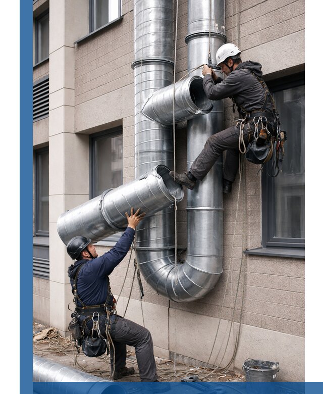 Монтаж фасадных воздуховодов в Карпинске с герметизацией и крепежом