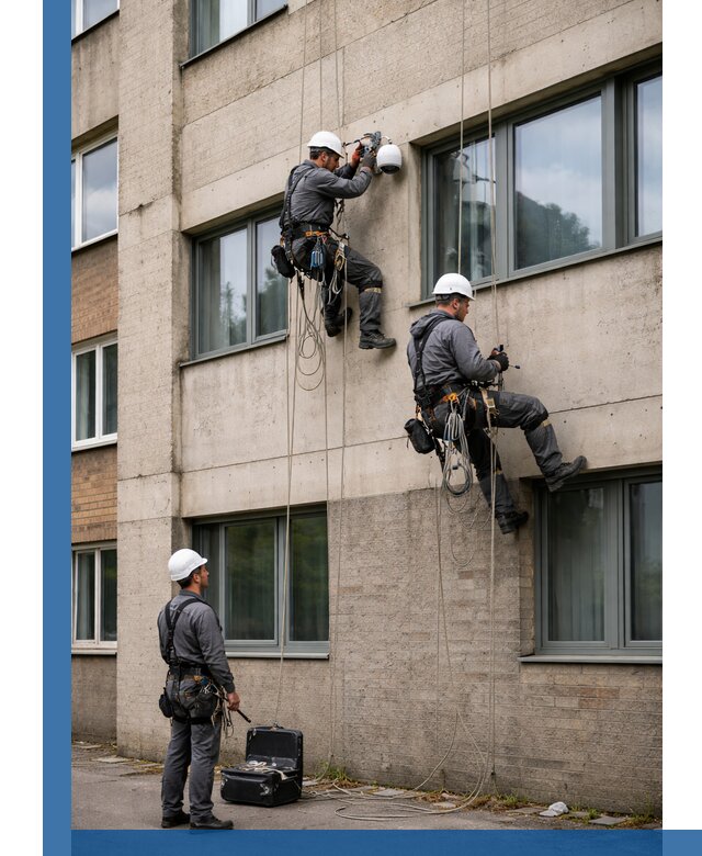 Монтаж фасадных камер видеонаблюдения в Карпинске под ключ