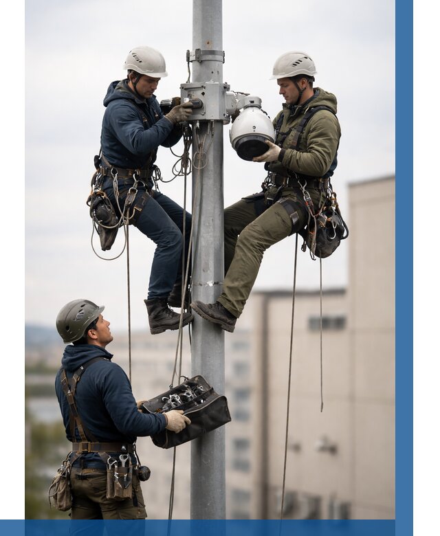 Установка видеокамер на мачте в Карпинске от 8728 р. | ВЫСОТНИК-Кпн