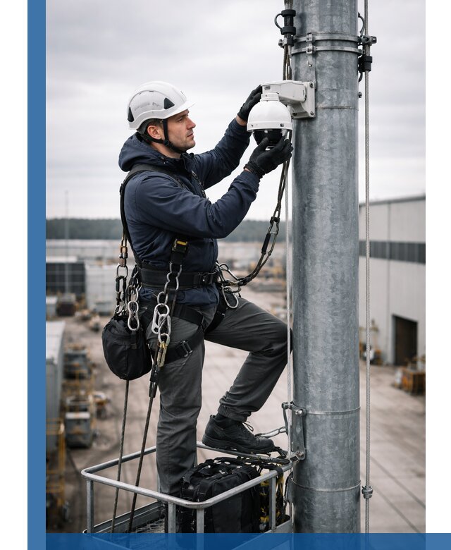 Профессиональная установка видеокамер на мачте в Карпинске