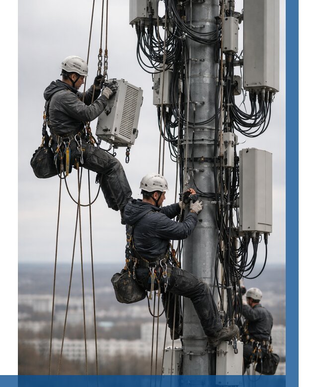 Монтаж оборудования связи на мачте в Карпинске от 7701 р. | ВЫСОТНИК-Кпн