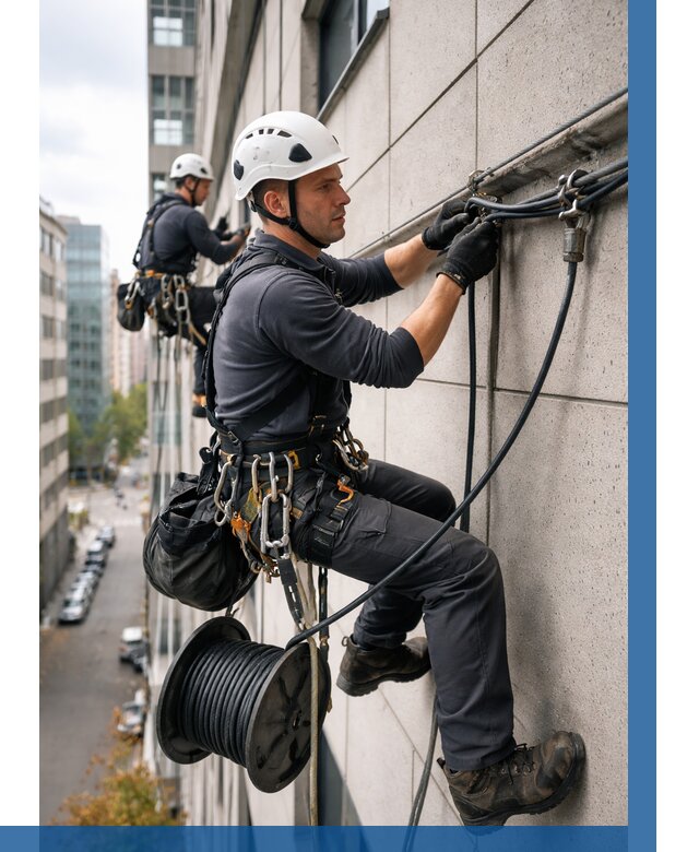 Прокладка кабеля по фасаду в Карпинске от 359 р. | ВЫСОТНИК-Кпн