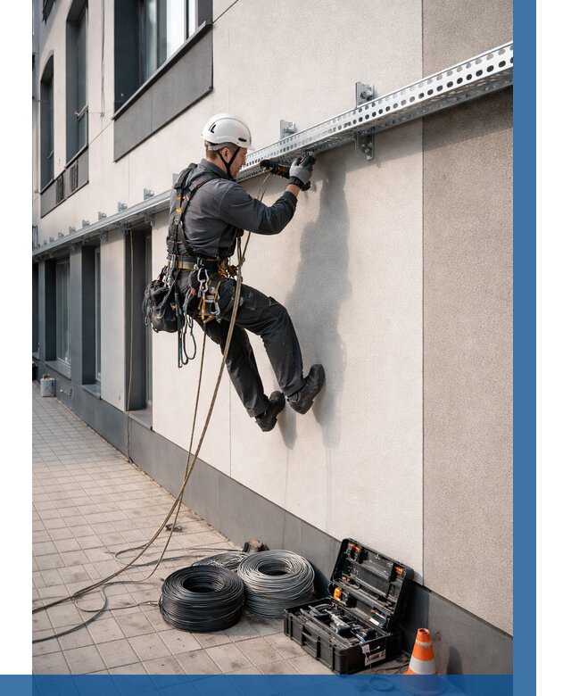 Монтаж кабельных лотков на фасаде в Карпинске от 1232 р. | ВЫСОТНИК-Кпн