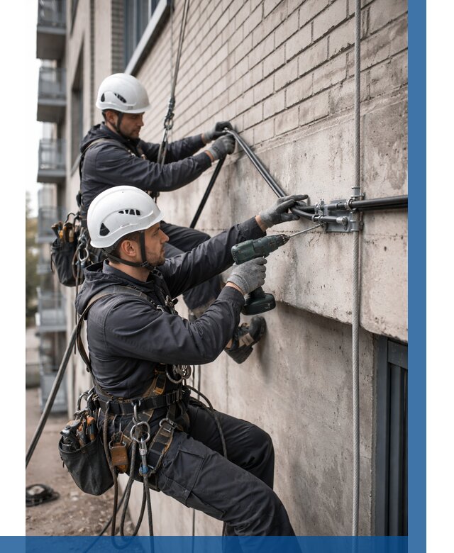 Крепление кабеля на фасаде в Карпинске от 359 р. | ВЫСОТНИК-Кпн