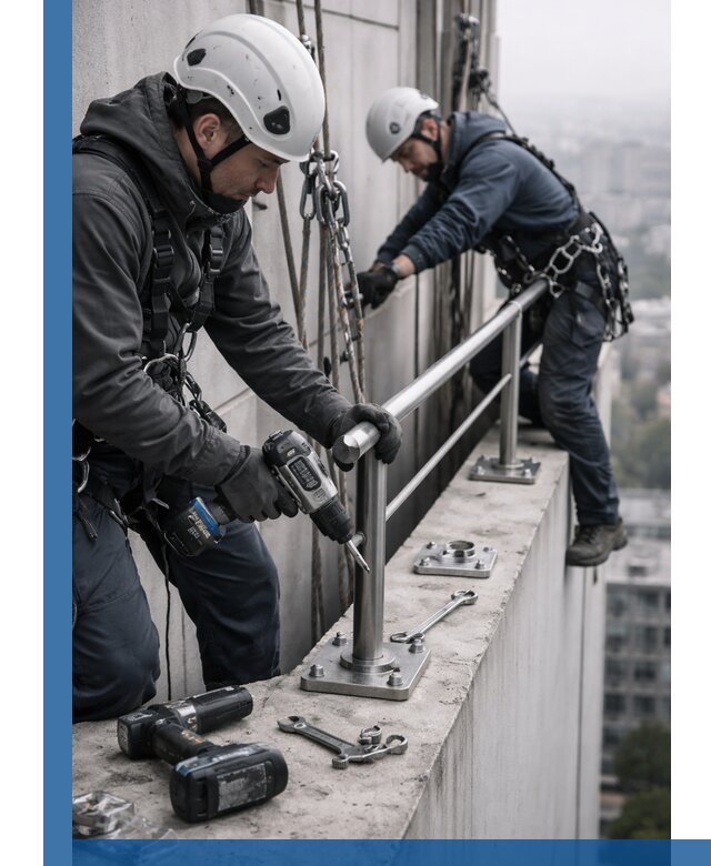 Монтаж перил на высоте в Карпинске для жилых и промобъектов