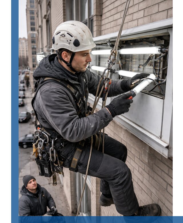 Профессиональная замена ламп в наружной вывеске в Карпинске