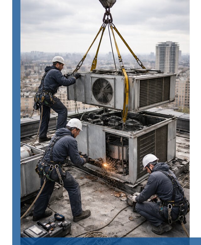 Демонтаж крышной установки в Карпинске любой сложности