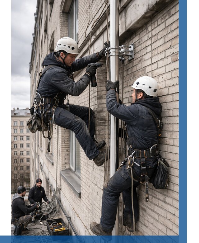 Монтаж флагштока на здании в Карпинске от 6674 р. | ВЫСОТНИК-Кпн