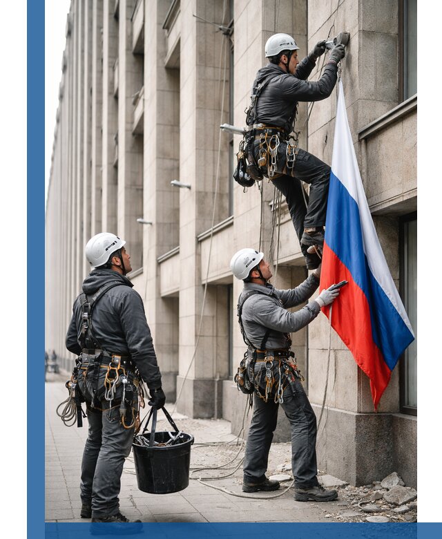 Профессиональная установка флагов на фасаде в Карпинске