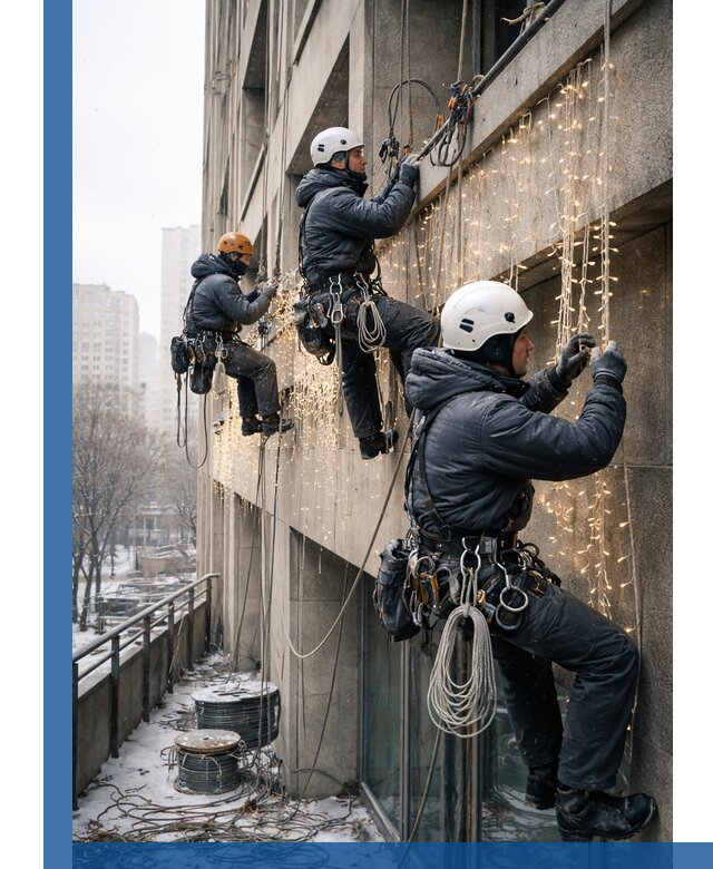 Монтаж новогодней иллюминации и украшение фасадов в Карпинске