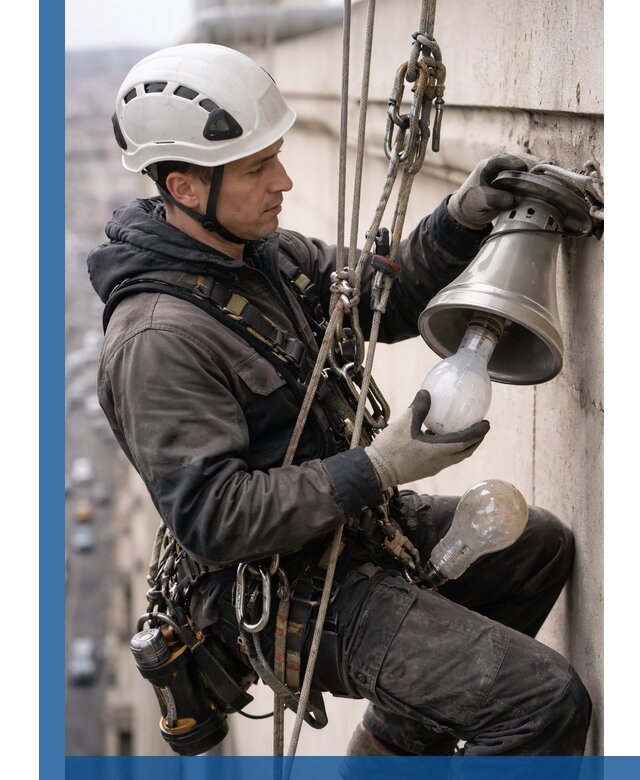 Замена ламп на высоте в Карпинске профессионально и быстро