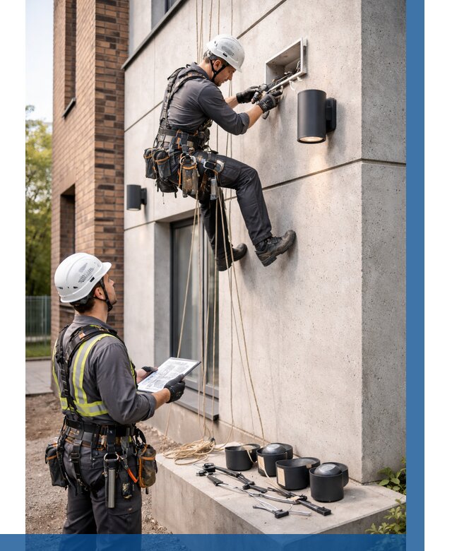 Монтаж фасадного освещения в Карпинске от 2567 р. | ВЫСОТНИК-Кпн